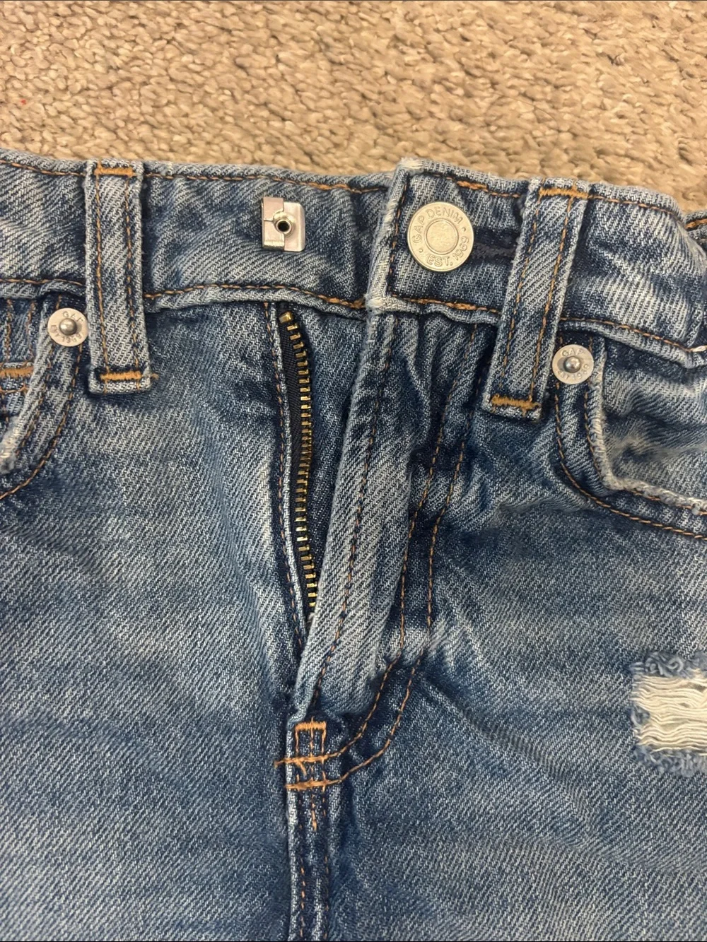 Girls Gap Blue Distressed Denim Skirt